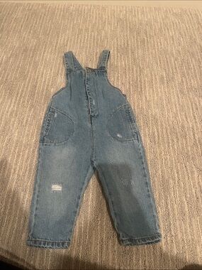 Zara Distressed Denim Overalls 9-12M